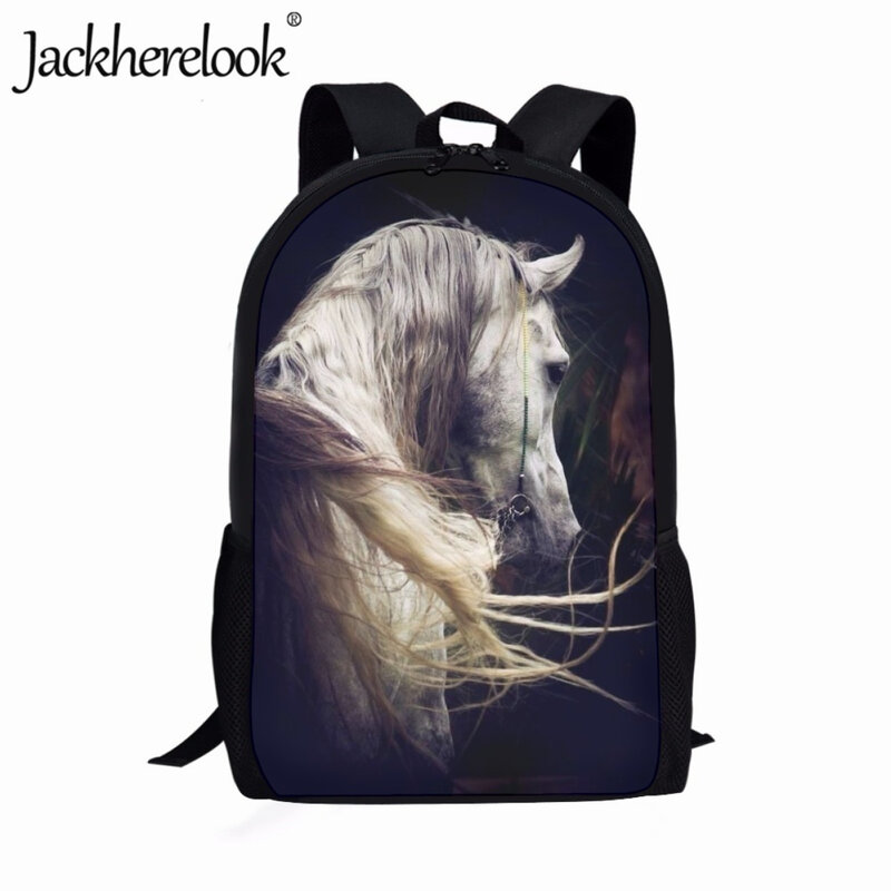 Jackherelook modna sztuka koń 3D drukuj plecak studencki modny gorący tornister chłopcy dziewczęta torba podróżna dla nastolatka plecak