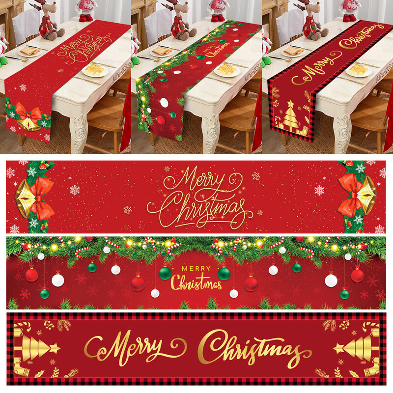 Christmas Table Runner buon natale decorazioni per la casa 2023 Cristmas Table Flag Cover Navidad Noel Gift tovaglia di capodanno