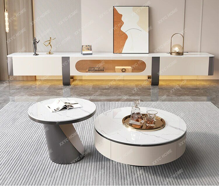 Soporte de TV para mesa de café colgante, combinación de armario de piso montado en la pared minimalista moderno para el hogar