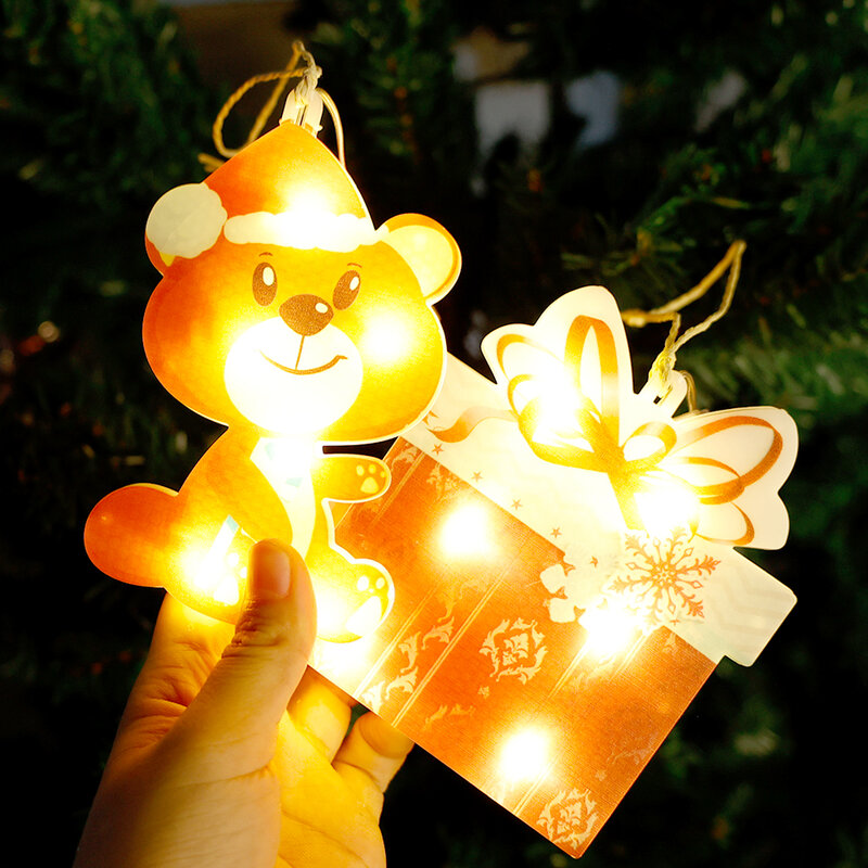 Pendurado Natal LED Light, Papai Noel, Boneco de Neve, Elk Bell, Fairy Lights, Festa de Ano Novo, Decoração De Férias De Casamento