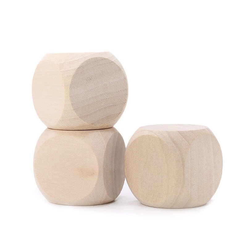 Cubes dés D6 arrondis en bois dés inachevés vierges pour le jeu, dés bricolage amusants fête