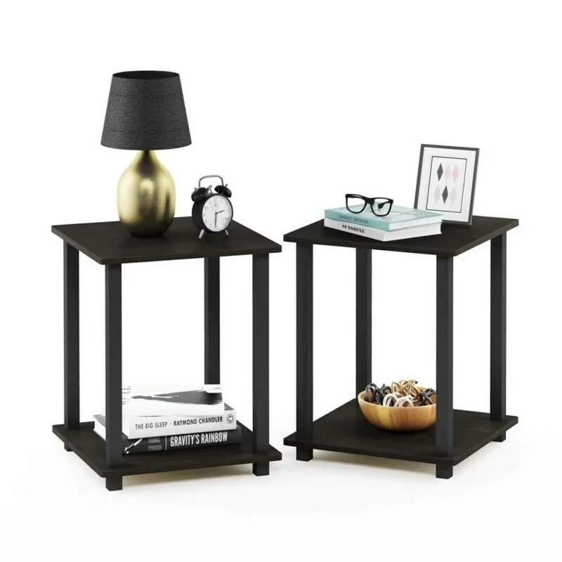 Set dari dua meja bulat melayani kopi sederhana meja akhir Espresso/hitam meja Tengah untuk ruang tamu dekorasi meja malam