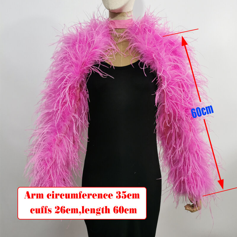Nieuwste Design Mode 100% Struisvogel Haar Mouw Lengte 60Cm Multi Color Aangepaste Mode Club En Feest Banket Veelzijdig