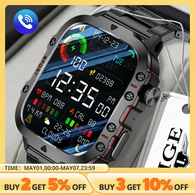 Lige Nieuwe Smart Watch 1.96 Inch Scherm 420 Mah Bluetooth Call Voice Assistent Horloge Sport Fitness Waterdichte Smartwatch Voor Mannen