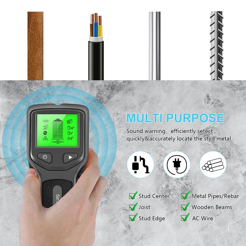 5 In 1 Metal Detector Find Metal Wood Studs Live Wire Detect Wall Scanner Electric Box Finder Wall Stud Detector