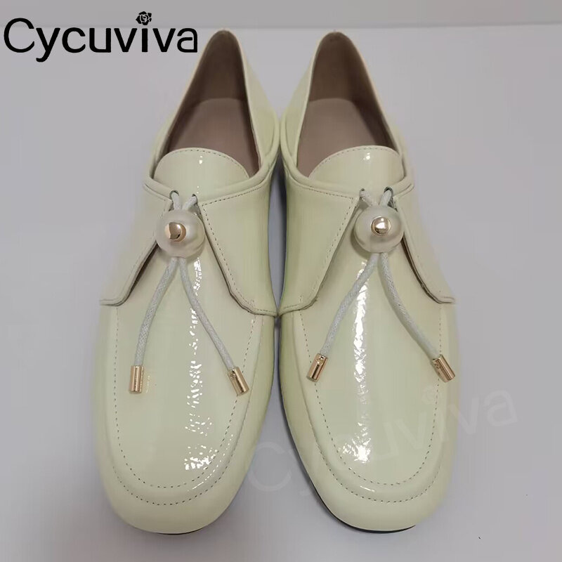 Spring Pearl Decor Loafers Women Flat Slippers Real Leather Formal Dress Shoes For Woman Designer Brand Casual Shoes Ladies Mule