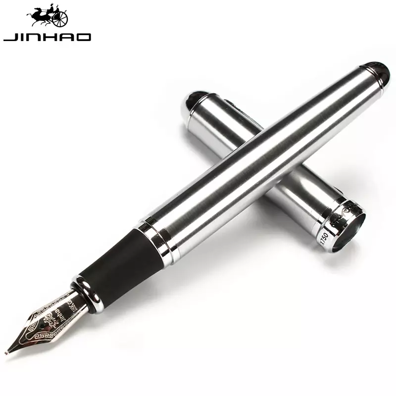 Jinhao X750 stylo plume en métal à Clip argenté de Style classique 0.5mm stylo à encre en acier pour cadeau fournitures de bureau fournitures scolaires