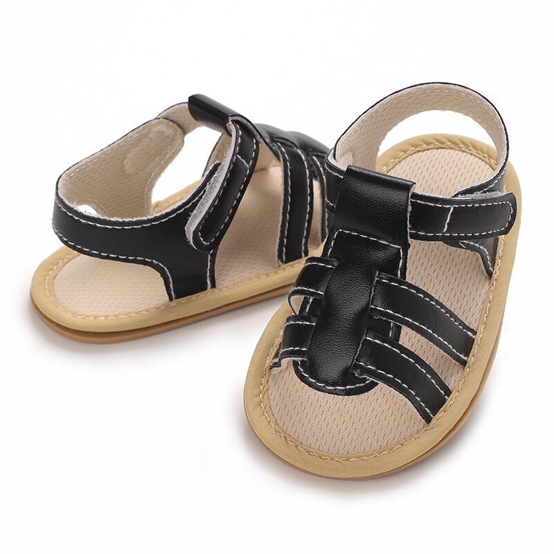 Zapatos de suela de goma antideslizantes de cuero para bebés, sandalias de princesa, recién nacidos de 0 a 18 meses, verano fresco
