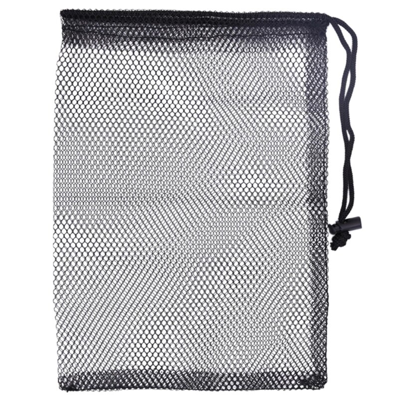 2022 novo durável saco de malha de náilon com cordão sacos de bola de golfe acessórios de golfe saco de rede de esportes sacos de rede de malha sólida preta para ginásio