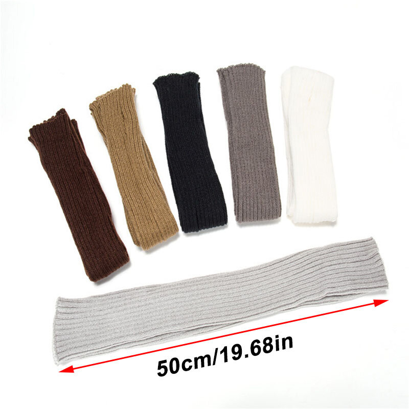 Winter Arm Sleeves For Women Thicken Warm Knitted Arm Warmers Solid Color Long Sleeve Half-finger Glove Gothic Fingerless Mitten