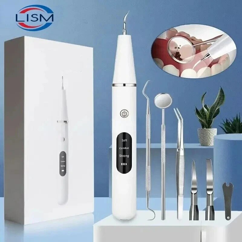 Scaler dokter gigi listrik, pemutih portabel dengan LED, penghilang noda plak Oral karang gigi