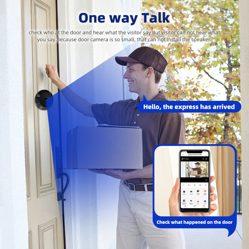 Minicámara de seguridad con WiFi, 2,4G, Tuya Smart, 1080P, microondas, Radar, visor de puerta Digital, timbre inalámbrico para el hogar