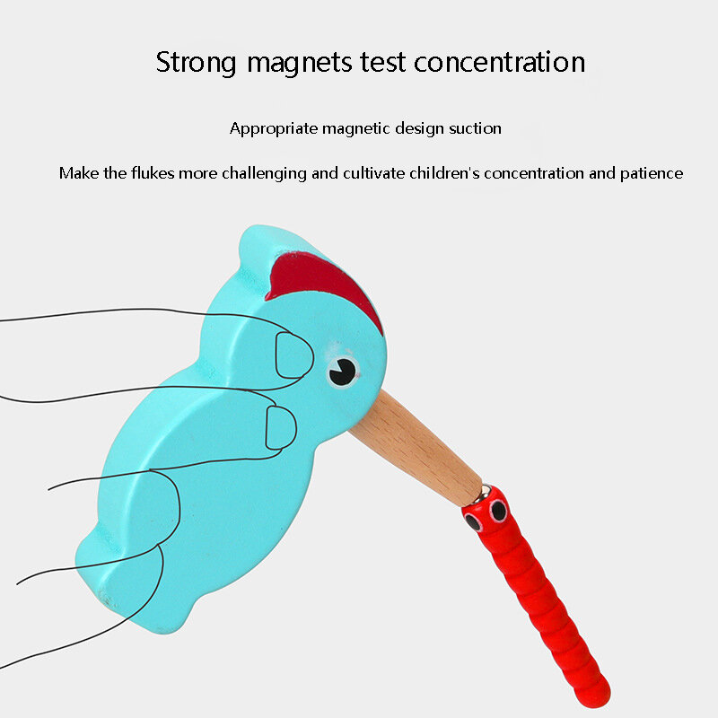 Magnetic Woodpecker Catch Game para crianças, treinamento motor fino, brinquedos educativos, aprendizagem
