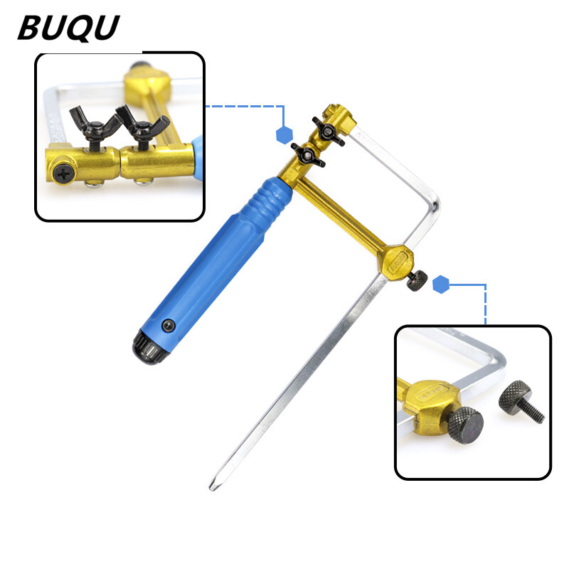 BUQU-Mini sierra de mano ajustable tipo U, arco de sierra de joyero para joyería, herramientas de bricolaje, herramientas de artesanía de madera, juego de herramientas manuales, hoja de sierra