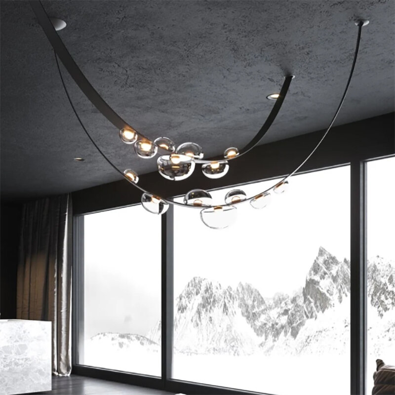 الحديثة الإبداعية فيلا الثريا مصباح لغرفة المعيشة الدرج فندق الجلود هاينغ أضواء تصميم جديد الزجاج ديكور مصباح ليد