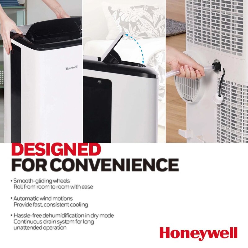Honeywell 8,000 BTU Smart Wi-Fi, pendingin udara dan Dehumidifier portabel