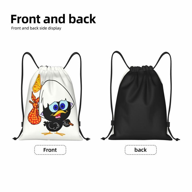 Calimero Black Chiken Drawstring Backpack Sports Gym Bag for Men Women Shopping Sackpack