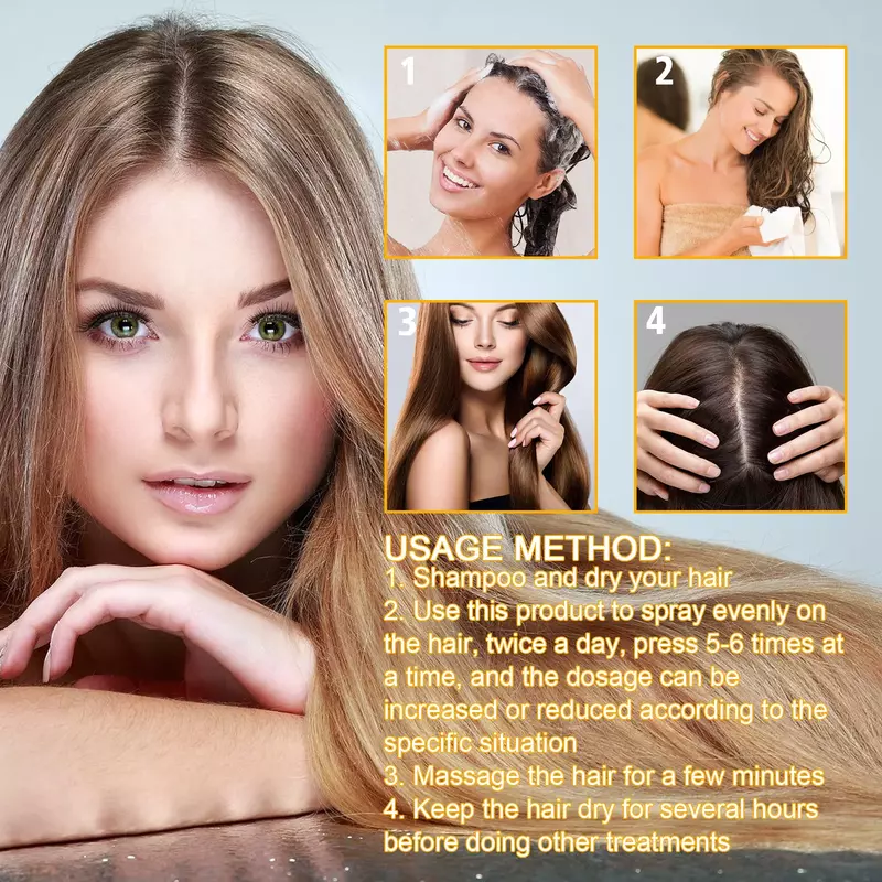 Biotina Hair Growth Spray, Nourish Hair Roots, Anti Loss, Fortalecer o cabelo, Foliles, Aumenta o crescimento, Suave, Suave, Refresh Care