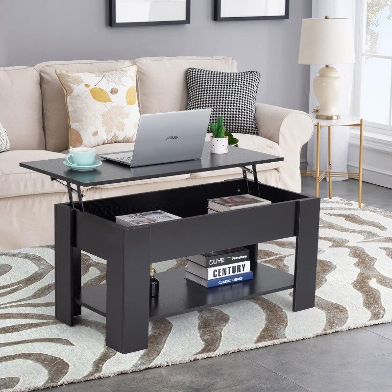 FDW Lift Top Coffee Table with Hidden Compartment and Storage Shelf Wooden Lift Tabletop for Home Living Room