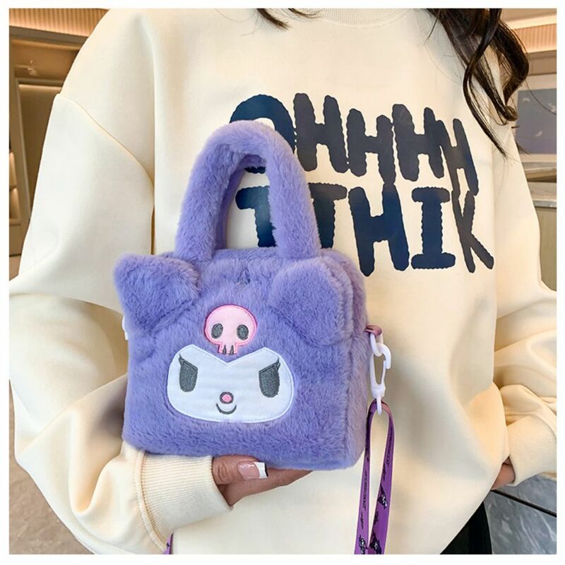 Sanrio Plush Bag Kawaii Kuromi Cinnamoroll Melody Cartoon Anime Handbag Crossbody Cosmetic Travel Storage Bags Women Girls Gifts