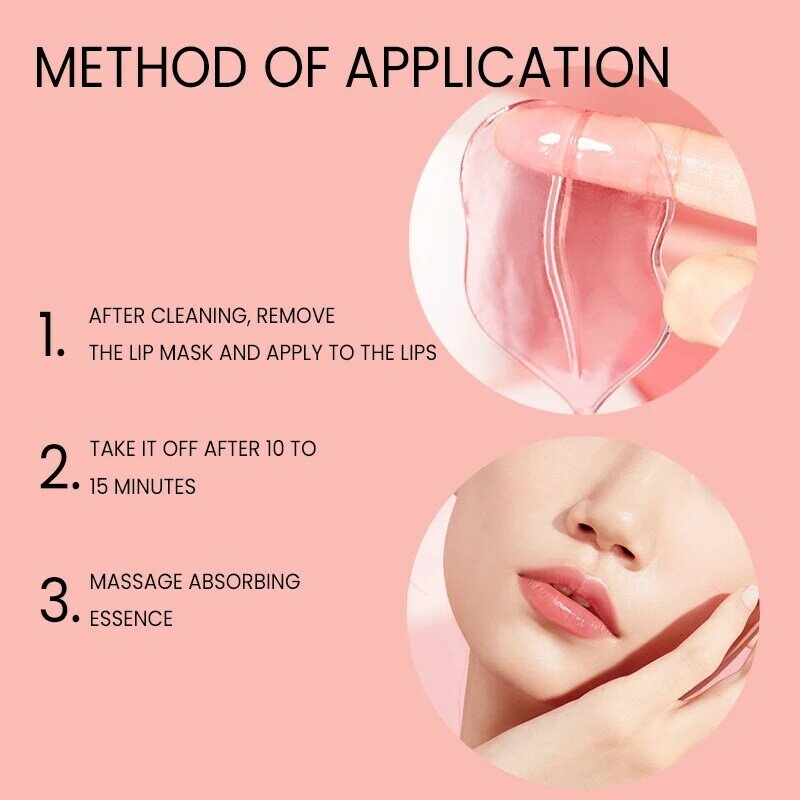 Cristal Colágeno Lip Mask Lips Plumper Pink Lip Patches Umidade Essência Anti-Rugas Lip Care Mask Rachaduras Reparação Seca Lip Patche