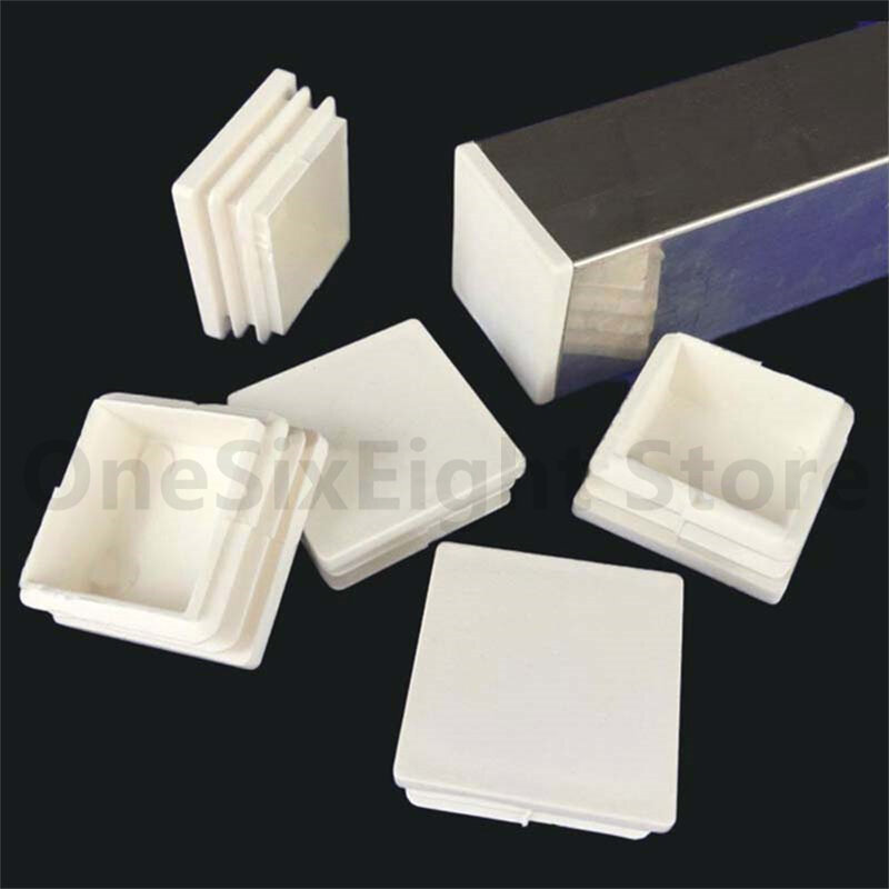 50x100mm Square Plastic White Blanking End Cap Tube Pipe Insert Plug Bung Rectangle