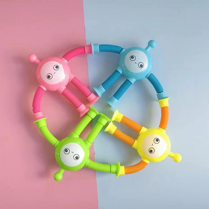 Mainan Fidget Spinner anak-anak, tabung Pop mainan sensorik permainan cangkir hisap plastik berubah bentuk penghilang stres hadiah liburan