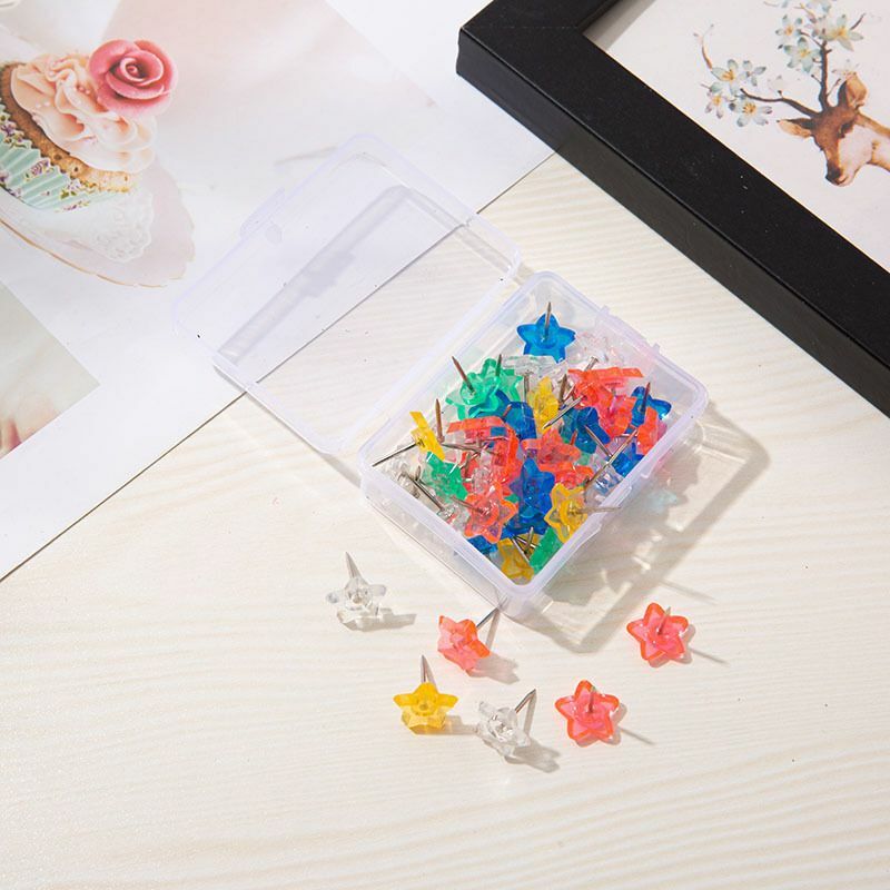 50/100pcs Pentagram Shape  Plastic Cork Board Safety Colored Push Pins Thumbtack Office School Accessories Supplies