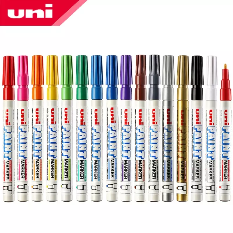 UNI piezas-Juego de rotuladores de pintura permanente, bolígrafo pequeño de retoque, 15 colores, resistente al agua, Industrial, sin decoloración, 1 PX-21