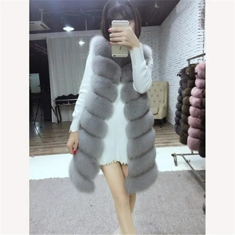 Futro imitacja futra lisa kamizelka nowa średniej długości kamizelka koreańskiej wersji wąski płaszcz