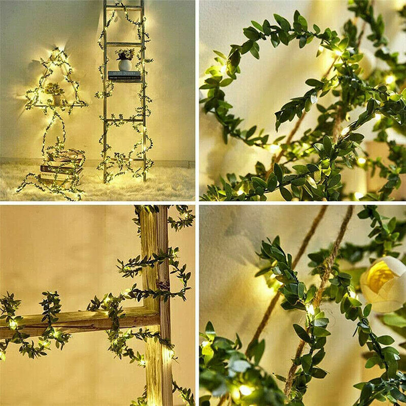 2/3/5/10m kunstmatige groene blad slinger string licht warm wit klimop wijnstok string licht voor kerstfeest nieuwjaar bruiloft decor