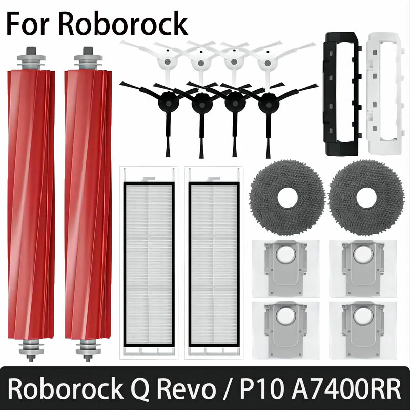 Untuk Roborock Q Revo / P10 A7400RR Robot vakum pembersih aksesori sisi utama sikat Hepa Filter kain pel suku cadang kantong debu
