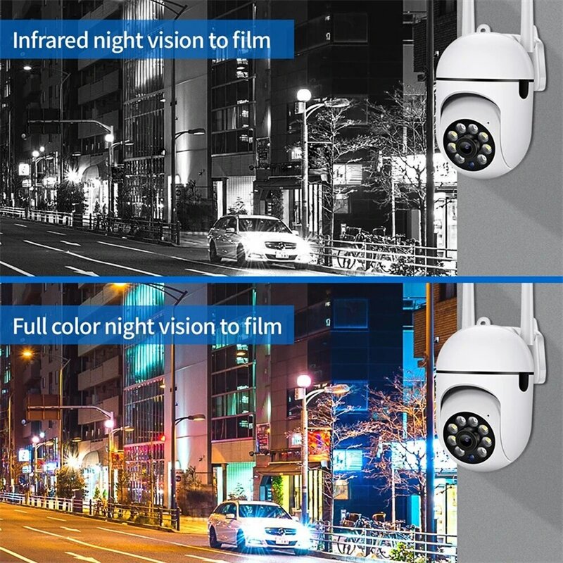 Kamera pengawas IP 2MP 3MP Wifi, kamera keamanan berkabel luar ruangan pelacakan manusia Audio dua arah warna malam
