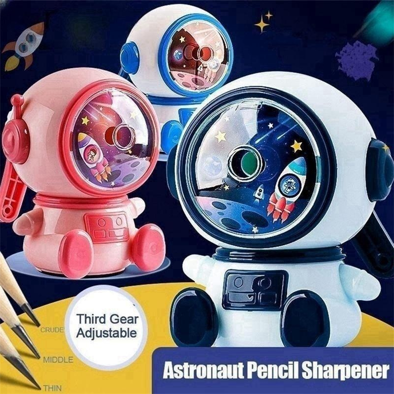 JESJELIU Hand Rotary Pencil Sharpener Safe Student Special Astronaut Cartoon Pencil Cutter Knife for Kids Adults School Supplies