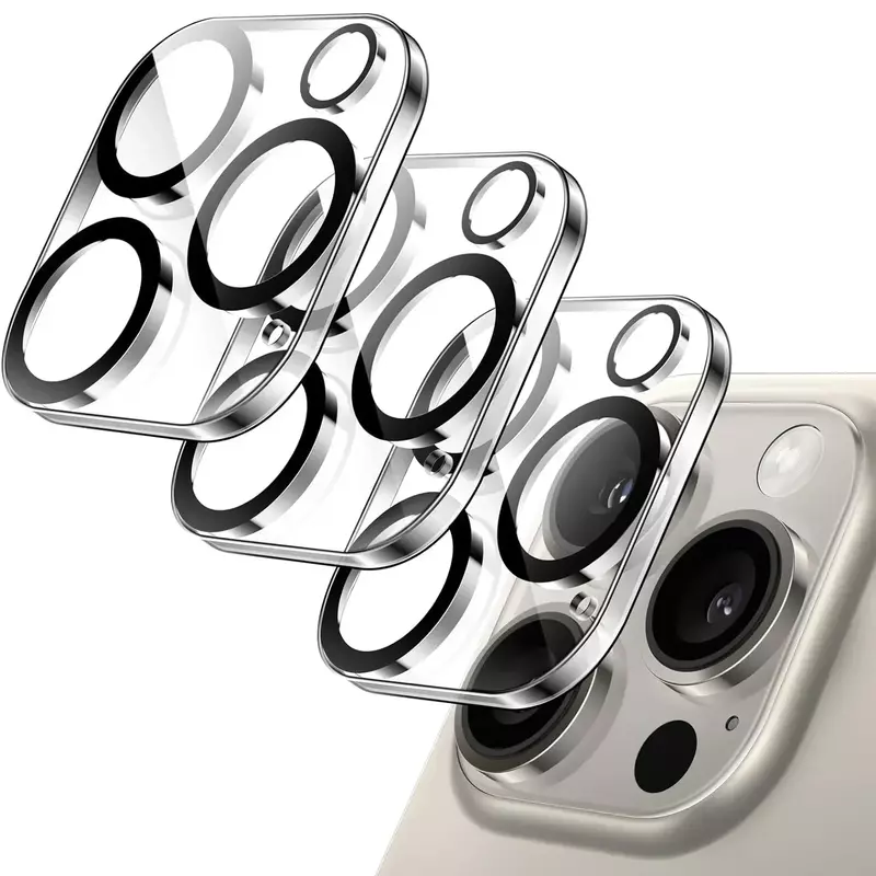 3 pezzi di protezione dell'obiettivo della fotocamera in vetro temperato per iPhone 15 Pro max 9H durezza resistente ai graffi per iPhone 15 14 Plus 13 12 11