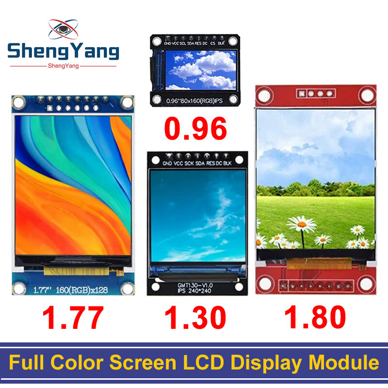 TFT Display Full Color Screen, Módulo LCD, Interface de Driver, SPI para Arduino, ST7735, ILI9341, 0,96 ", 1,3", 1,44 ", 1,8", 2,4 ", 2,8", 3,5"