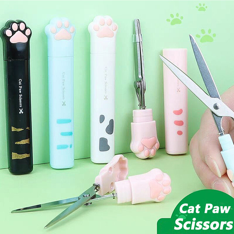Piękne nożyczki w kształcie łapa kota Cartoon Mini przenośne nożyczki do wycinania narzędzia DIY naklejki przybory szkolne artykuły piśmienne