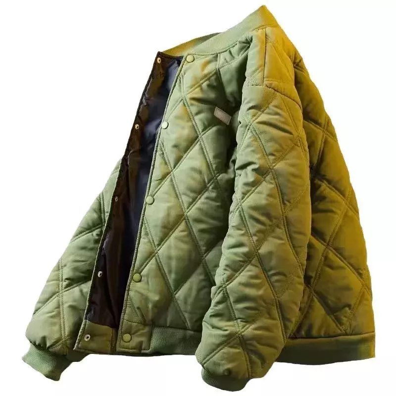 남성용 빈티지 캐주얼 야구 재킷, 따뜻한 면 패딩 재킷