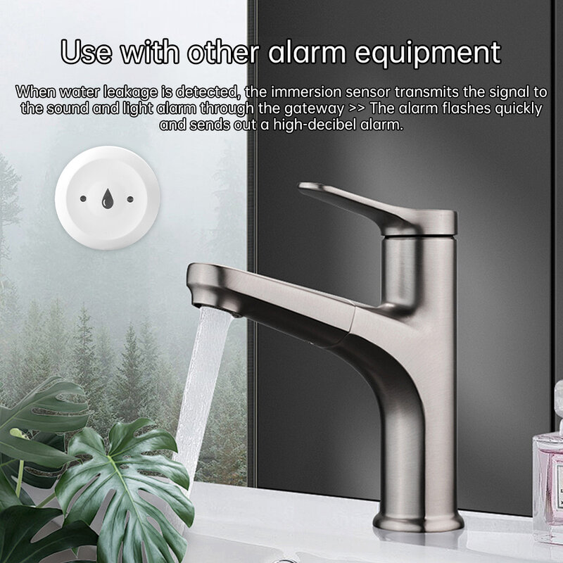 Zigbee Alarm kebocoran air pintar, aplikasi pemantauan jarak jauh detektor kebocoran air perlengkapan dapur kamar mandi dengan baterai