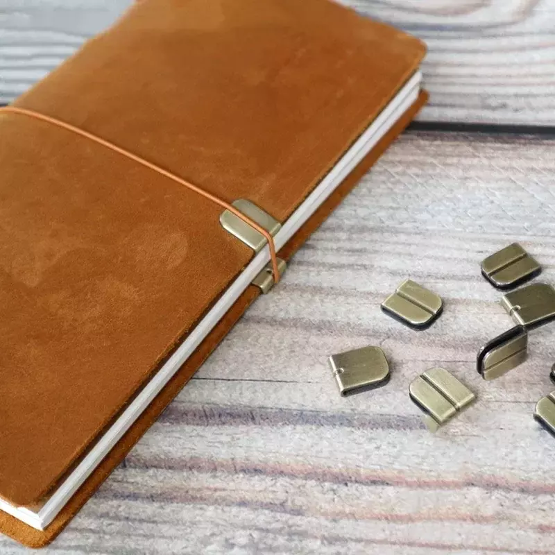 Fromthenon cuaderno de viajero de piel de vaca Retro con textura de Metal, decoración de bordes de Metal y suministros de protección