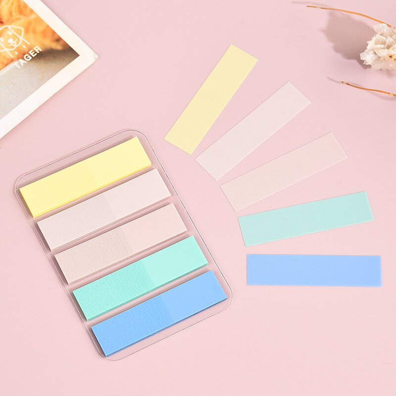 6 Sets Waterproof Morandi Color Plastic Sticky Note Waterproof Memo Pad School Office Student Stationery Take Notes