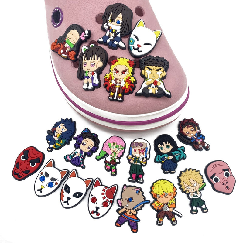 1-20pcs Japanese anime Croc Charms For Clogs Sandals Decoration Shoe Accessories Charms for Croc Jibz Boys Teens Gifts