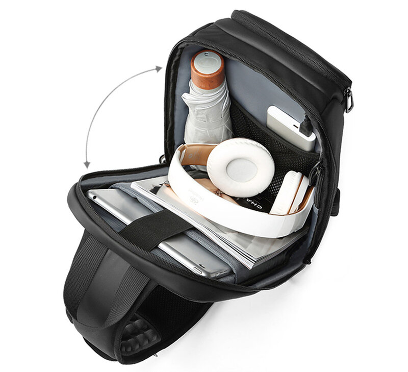 OZUKO-Bolso de hombro con carga USB para hombre, bandolera impermeable de alta calidad, para viaje corto, iPad, 9,7