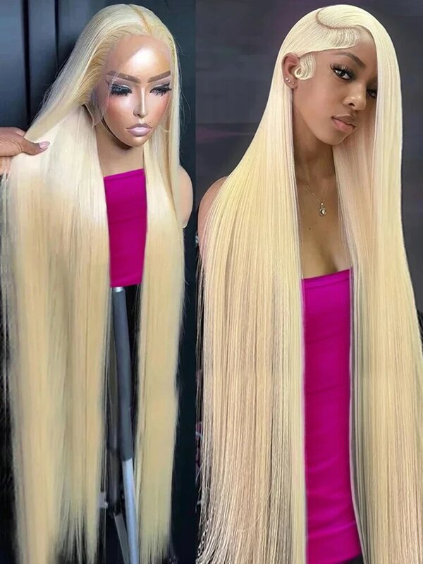 CEXXY-perucas de cabelo humano retas brasileiras para mulheres, peruca frontal de renda loira de mel HD, cores 13x6, 30 ", 38", 13x4, 613