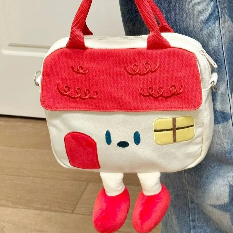 Cute Cartoon torba materiałowa o dużej pojemności Tote Crossbody torby na ramię Kawaii mały dom torba do przechowywania torby damskie portfel