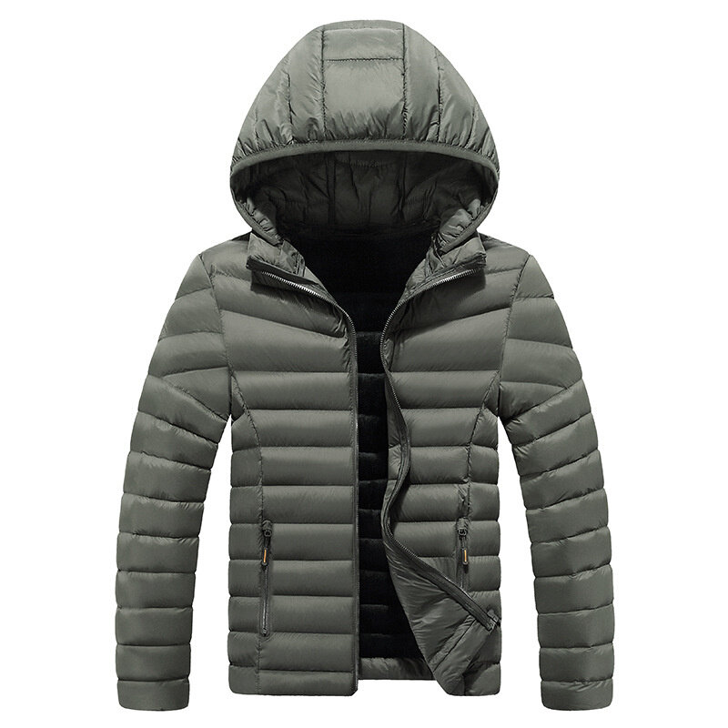 Jaqueta de lã grossa com capuz masculina, Parkas quentes, casaco de algodão acolchoado à prova de vento, ao ar livre, inverno