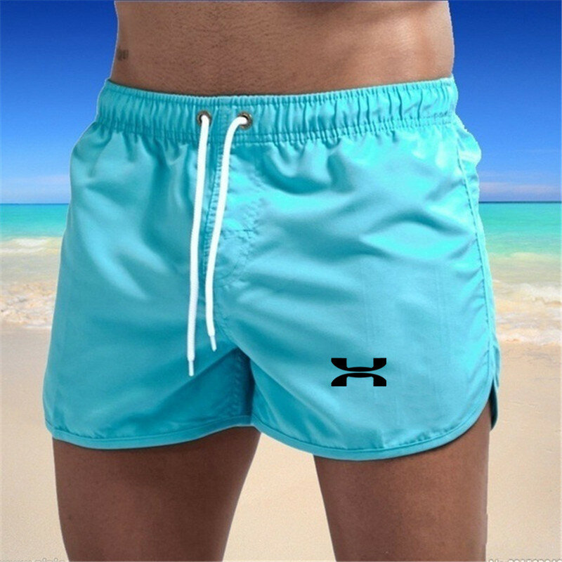 Celana pendek renang pria, pakaian renang musim panas warna-warni, seksi, pantai, papan selancar