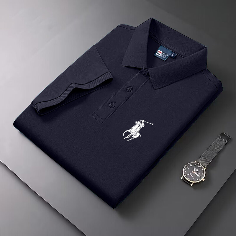Polo da uomo a maniche corte t-shirt casual sport tinta unita camicia con risvolto top estate nuova versatile tuta polo