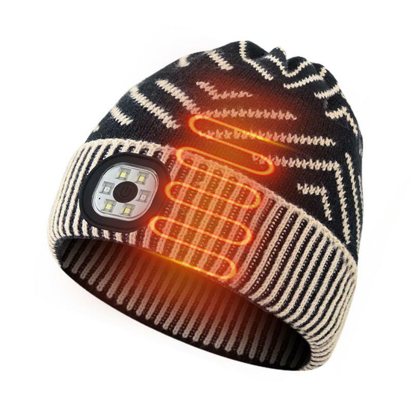 비니 라이트 충전식 니트 LED 모자, 야간 조명 헤드램프, 3 가지 모드, LED 헤드램프 모자, 조명 모자 스타킹 스터퍼