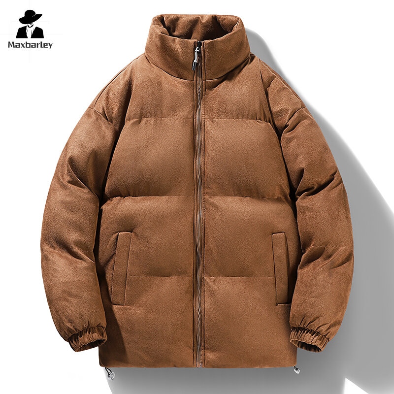 Parka de camurça monocromática engroçada para homens e mulheres, jaqueta quente, roupa de pão Harajuku, casaco acolchoado, novo, inverno, 2022